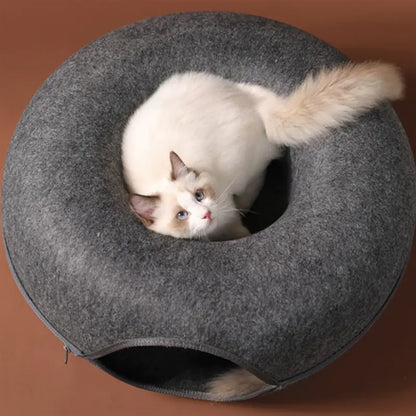 Felt Donut Cat Bed and Tunnel