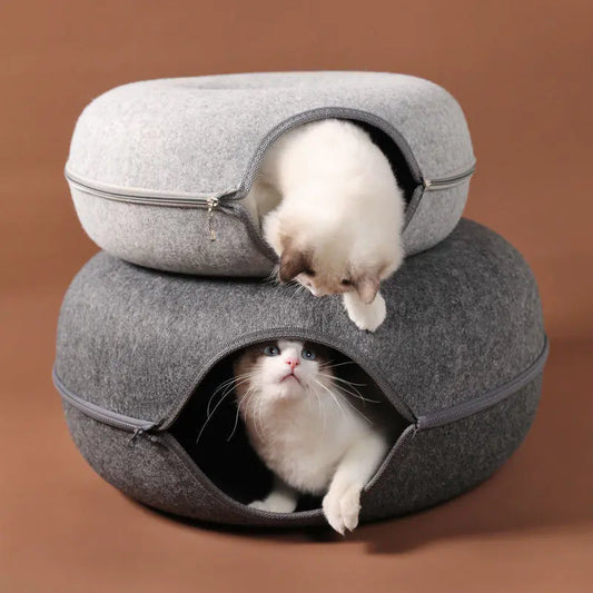 Felt Donut Cat Bed and Tunnel